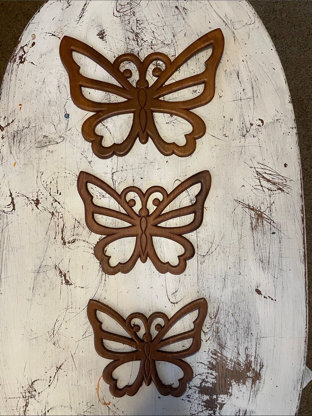 Vintage MCM via 70’s Handcrafted Brown Wood Butterfly Wall Decor - Brand